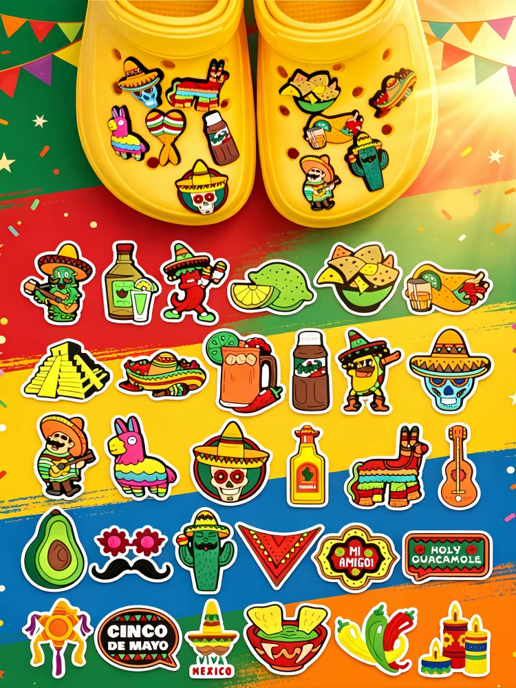 30 breloques mexicaines pour chaussures, pour adolescents, garçons et filles, breloques de chaussure