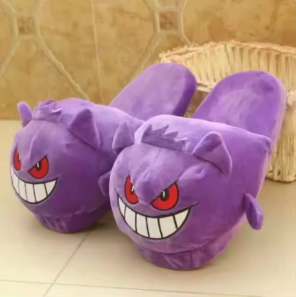 Pantoufles Poke Gengar avec design amusant de langue dégagée, semelle souple, mignonnes, confortable