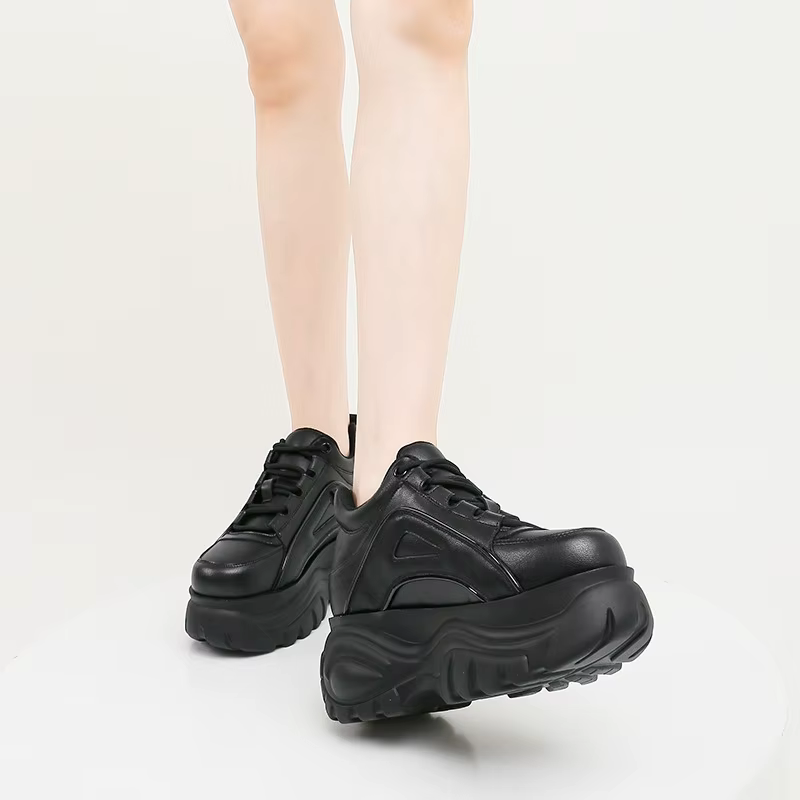 Baskets confortables en cuir souple à lacets pour femmes, chaussures légères et antidérapantes décon