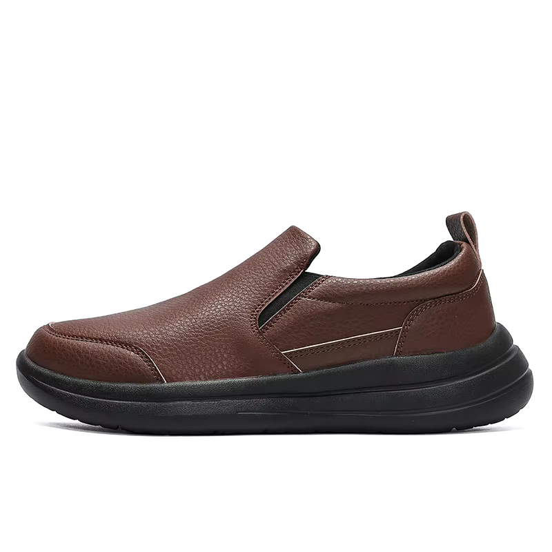 Baskets confortables en cuir à enfiler pour hommes, chaussures de marche de sport décontractées, imp