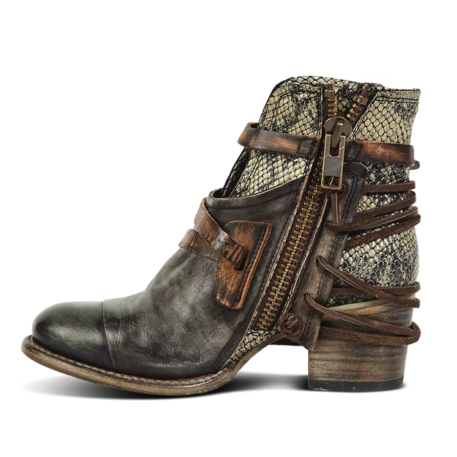 Bottes western vintage en cuir véritable pour hommes et femmes, bottes de rinçage, bottes rondes Par