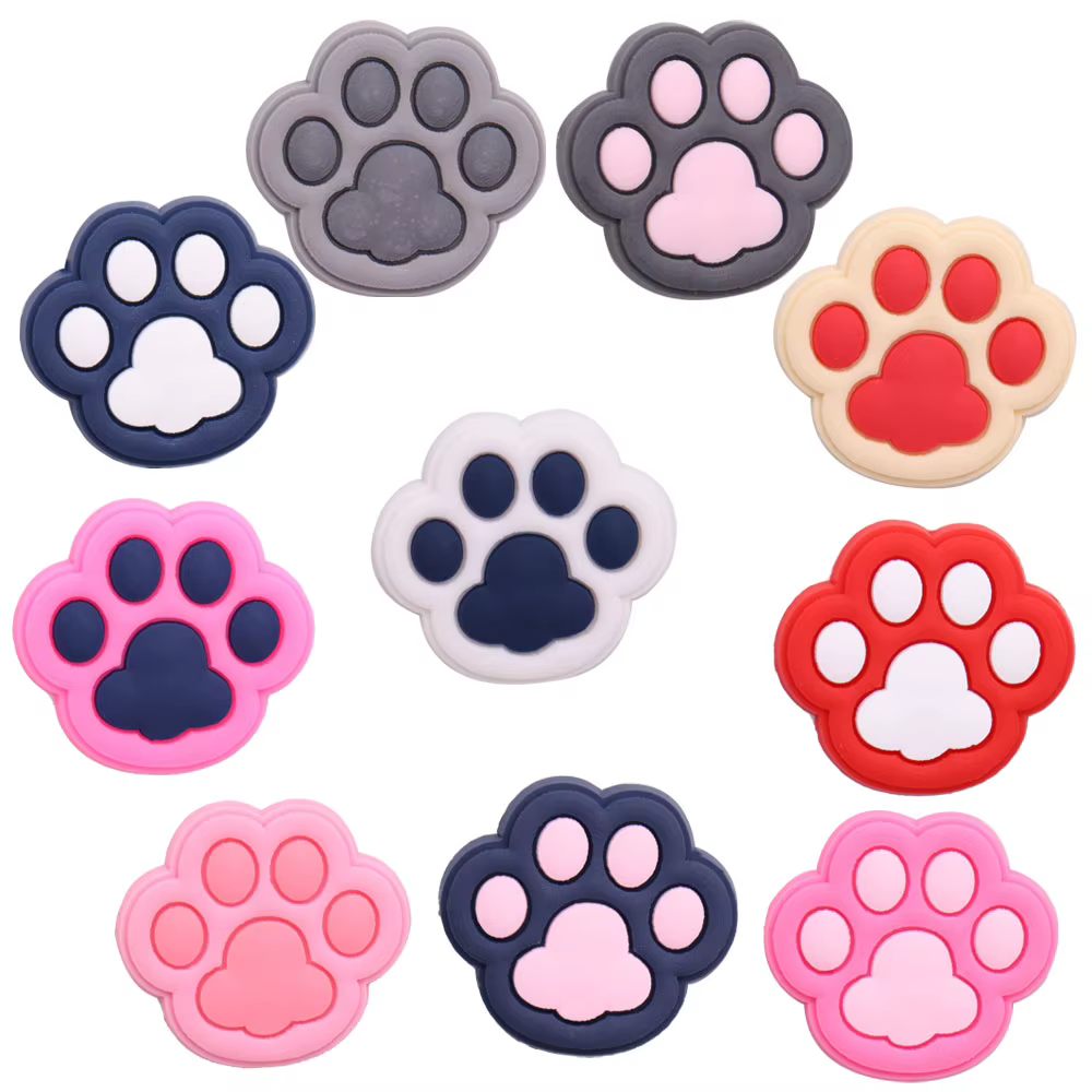 Breloques de chaussures en PVC pour enfants, pattes de chat mignonnes colorées, accessoires d'orneme