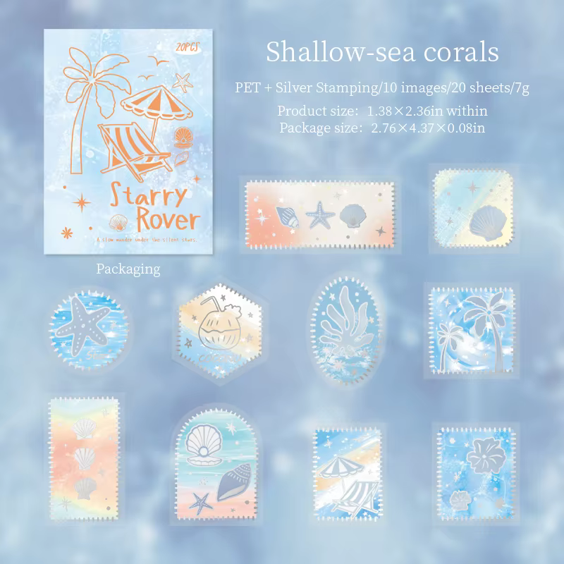 4style Starry Rover Series PET Sticker Watercolor Blending Theme Material Collage Sticker DIY Junk J