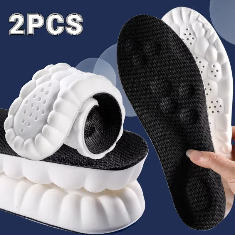 Semelles intérieures pour baskets, Massage 4D, chaussures de sport Super douces, paniers de course, 