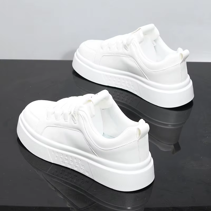 Baskets en cuir blanc à lacets pour hommes, baskets d'extérieur noires décontractées, chaussures de 