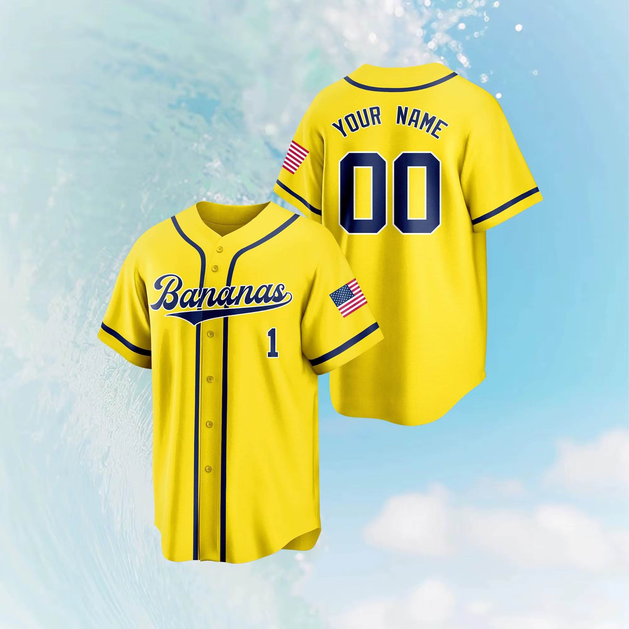 Maillot de baseball personnalisé pour équipe Bananas, maillot amusant Bananas, maillot Let's Go Bana