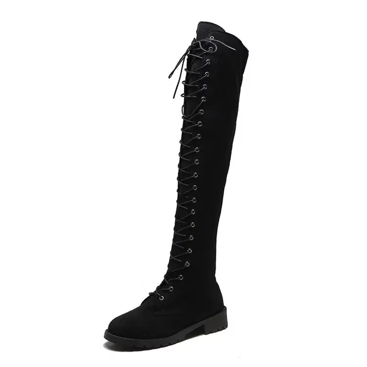 Bottes croisées au dessus du genou pour femmes, chaussures d'automne et d'hiver, bottes longues à ta