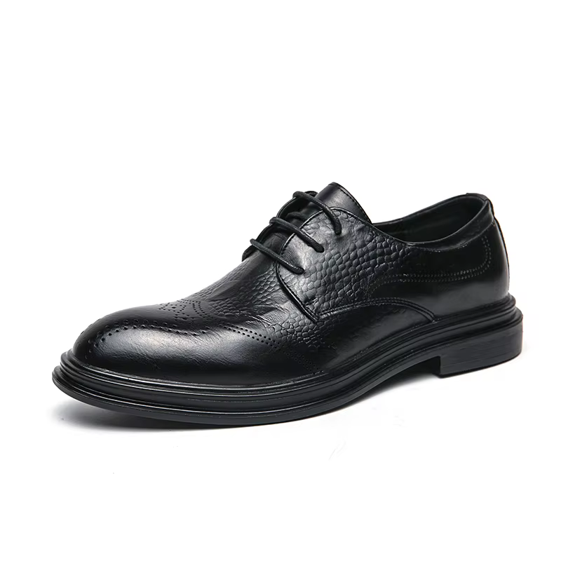 ChimBrown-Chaussures Brogue pour Homme, à Lacets, Pointues, Chaussures Habillées de Banquet Haut de 