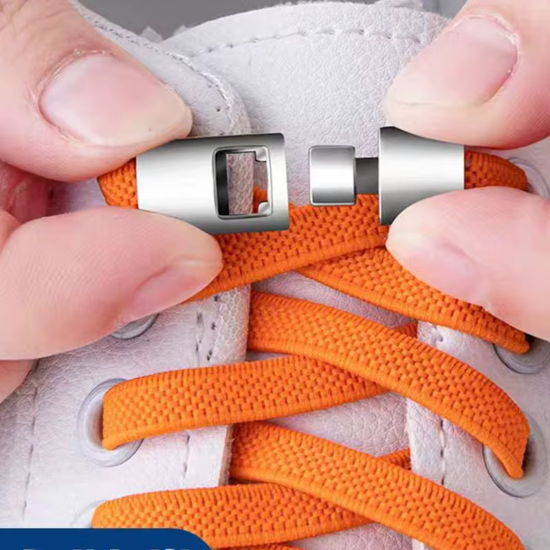 NOUVEAUX lacets de verrouillage à pression sans attaches lacets élastiques Sneaker 8MM élargi plat s