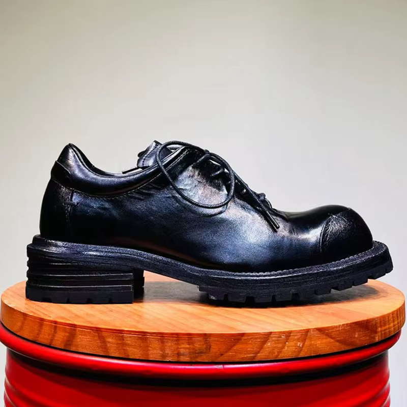 Chaussures Oxford en cuir de cheval pour hommes, faites à la main, lavage Vintage avec cuir vieilli,