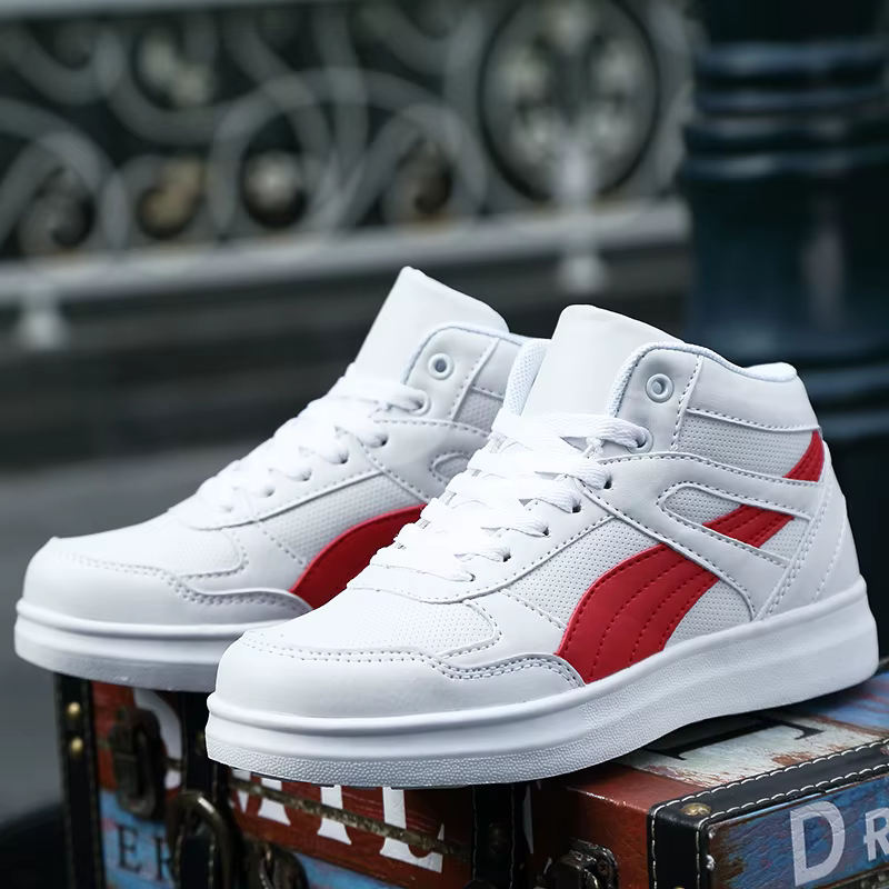 Printemps chaussures de loisir à la mode hommes baskets blanches respirant haut chaussures plates ch