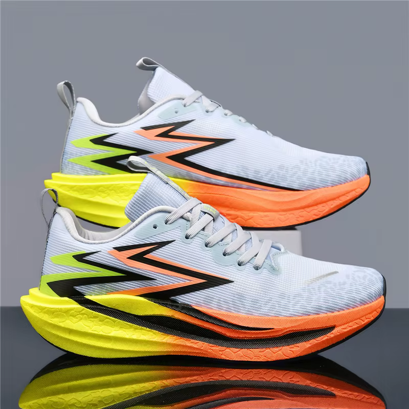 Chaussures de course pour hommes, baskets de sport pour marathon, avec plaque en carbone, respirante