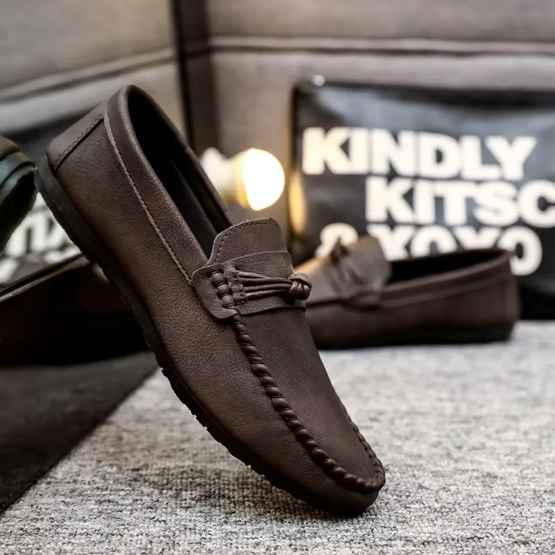 Mocassins Confortables à Enfiler pour Homme, Chaussures de Conduite, Décontractées, à la Mode, Polyv