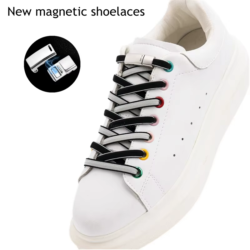 Verrou magnétique sans cravate lacets de chaussures lacets élastiques Double couleur baskets pour la
