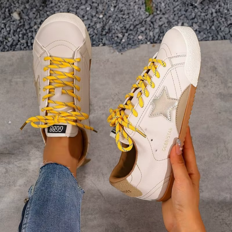 Rétro en cuir véritable Deqin chaussures femmes baskets 2025 nouveau Style polyvalent porté fond pla