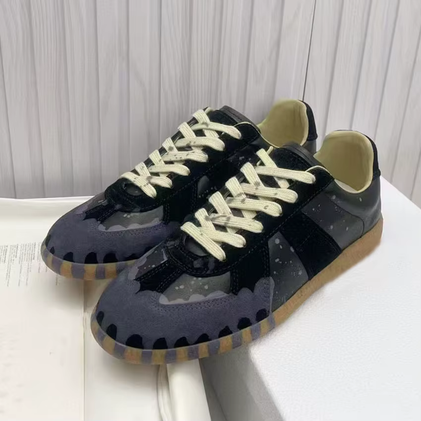 Printemps décontracté Derby chaussures femme hommes en cuir Patchwork bout rond chaussures de Tennis