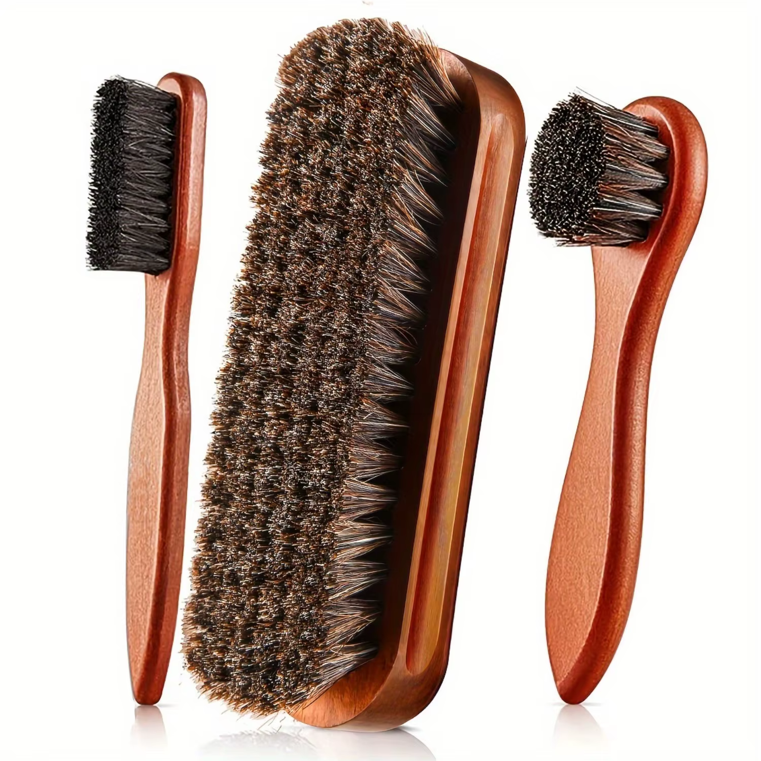Brosse à chaussures brillante en crin de cheval, applicateur de polissage, brosse de soin des bottes