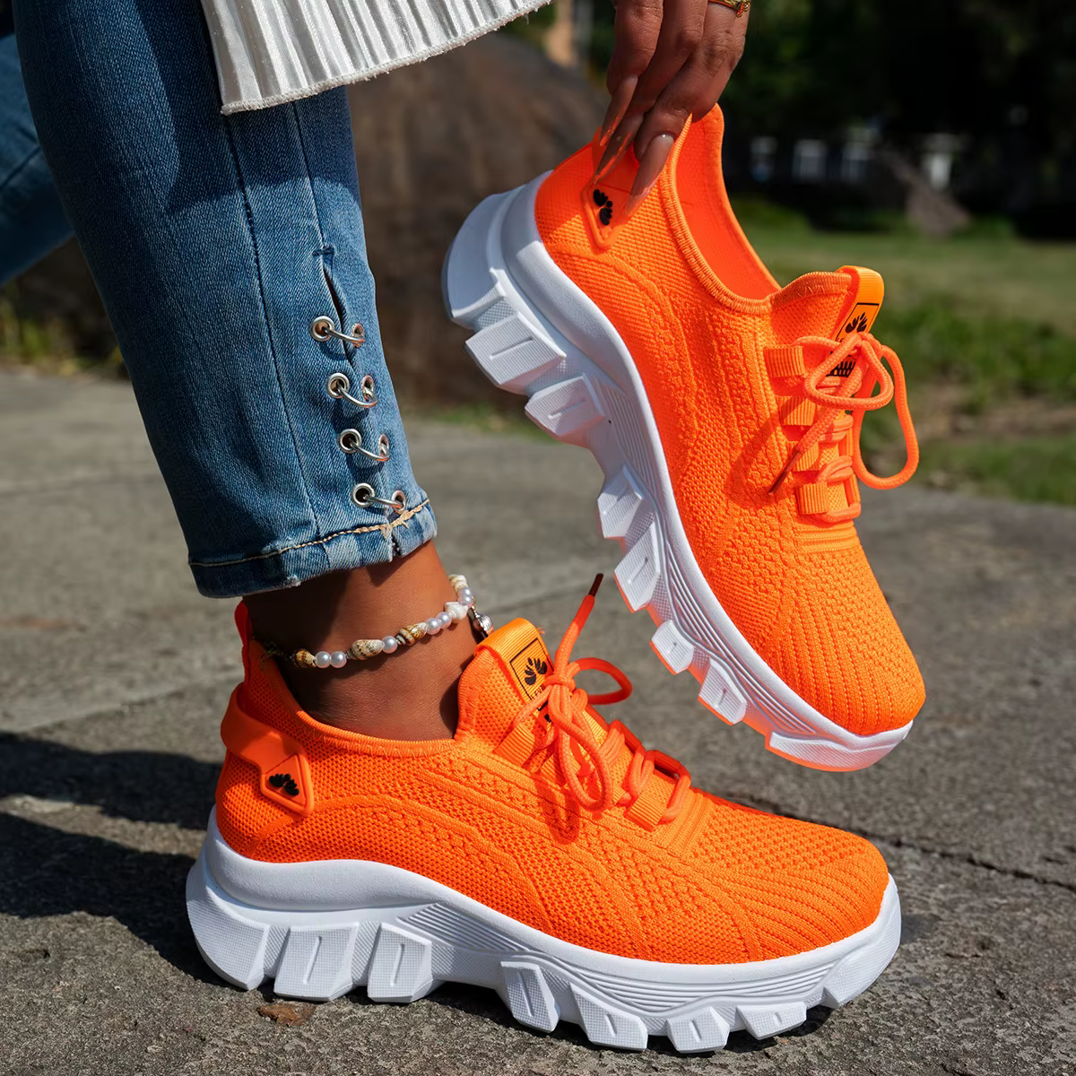 Chaussures tricotées légères et respirantes pour femmes, grande taille, confortables, antidérapantes