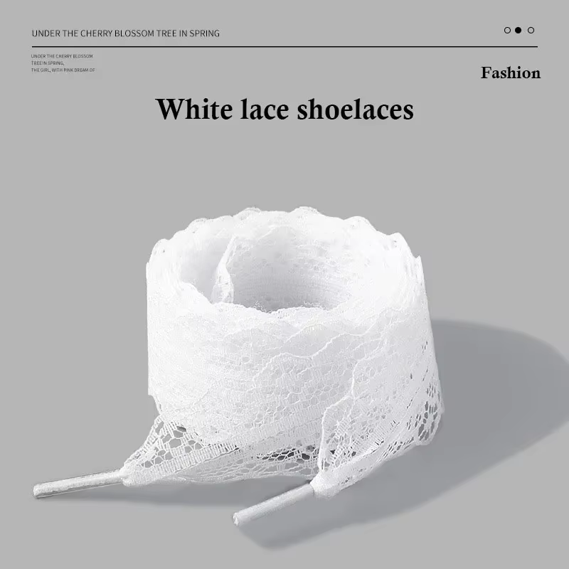 Lacets de baskets plats élégants en dentelle de 2.9CM de largeur pour femmes, chaussures décontracté