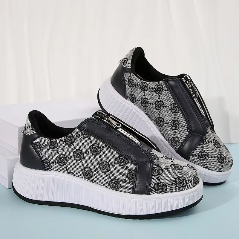 Baskets à plateforme à fleurs brodées pour femmes, chaussures vulcanisées à semelle épaisse avec fer