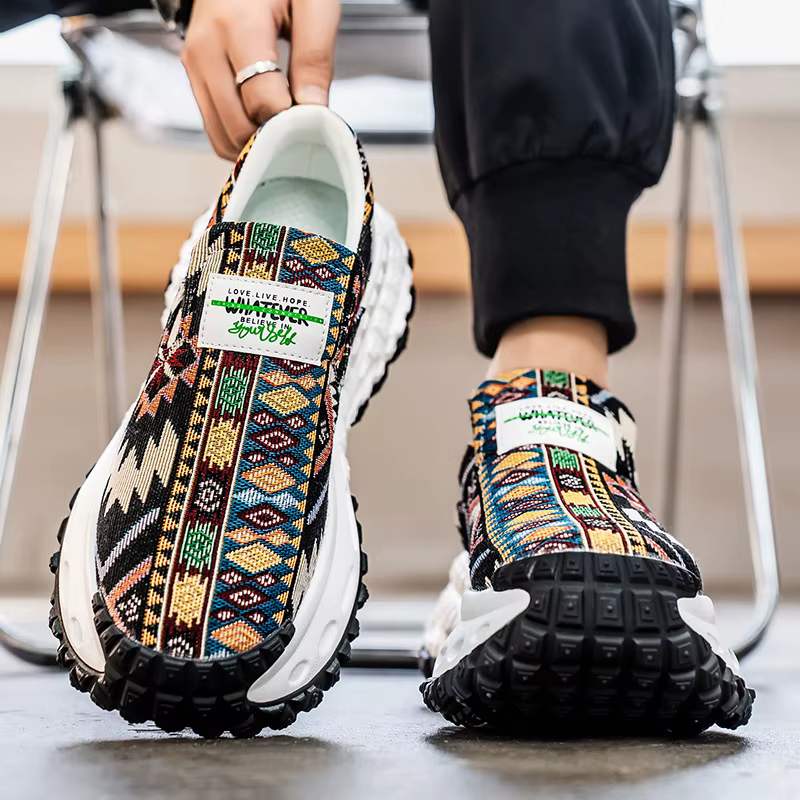 Baskets à plateforme pour hommes, chaussures d'automne décontractées, respirantes, confortables, Vin