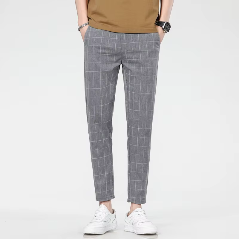 Pantalons pour hommes de style européen et américain, pantalons à carreaux tendance, adaptés au trav