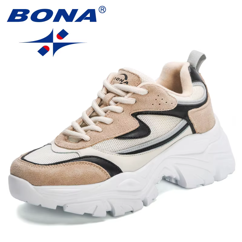 BONA-Baskets d'extérieur légères et respirantes pour femme, chaussures de marche à plateforme, nouve