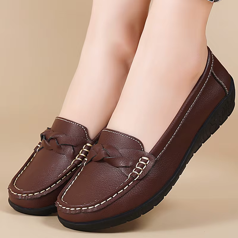 Femme chaussures chaussures plates à enfiler avec mocassins en cuir souple femmes 2025 nouvelles cha