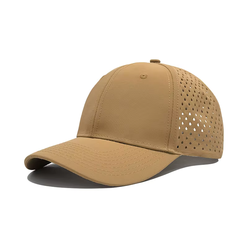 Casquette de baseball personnalisée avec logo découpé au laser, perforée, séchage rapide, respirante