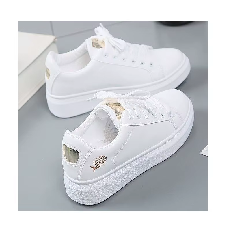 Chaussures décontractées de printemps pour femmes, baskets blanches respirantes avec fleurs brodées,