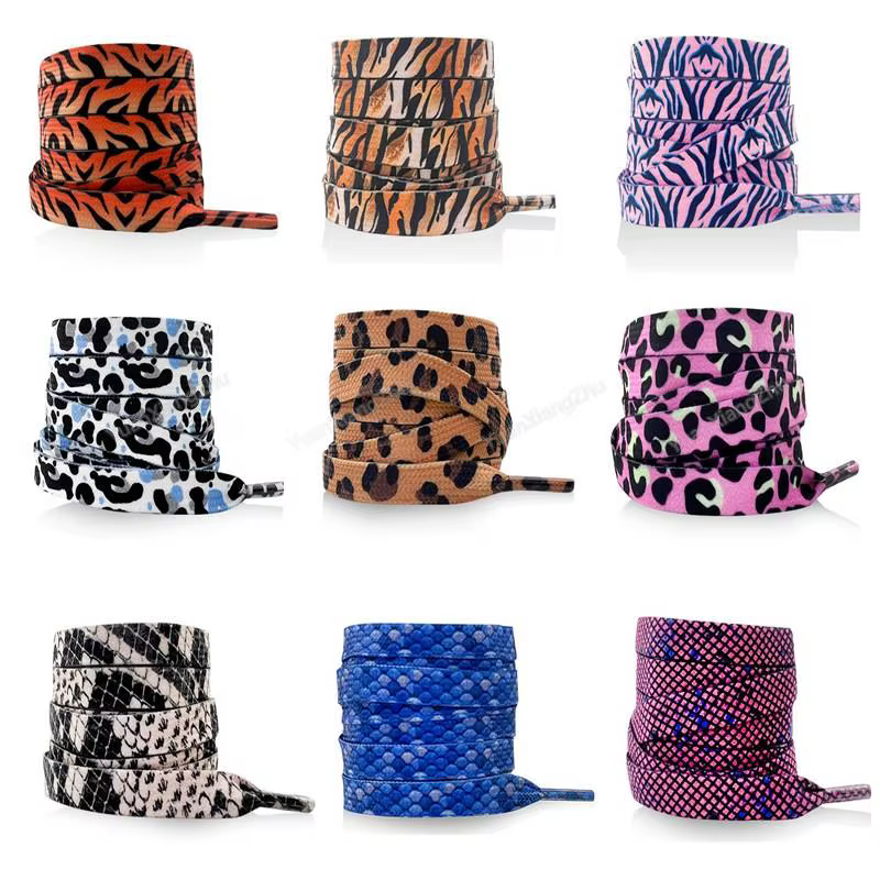 Lacets plats pour chaussures, 1 paire, pour baskets AF1/AJ, imprimé tigre/serpent/léopard, 120/140/1