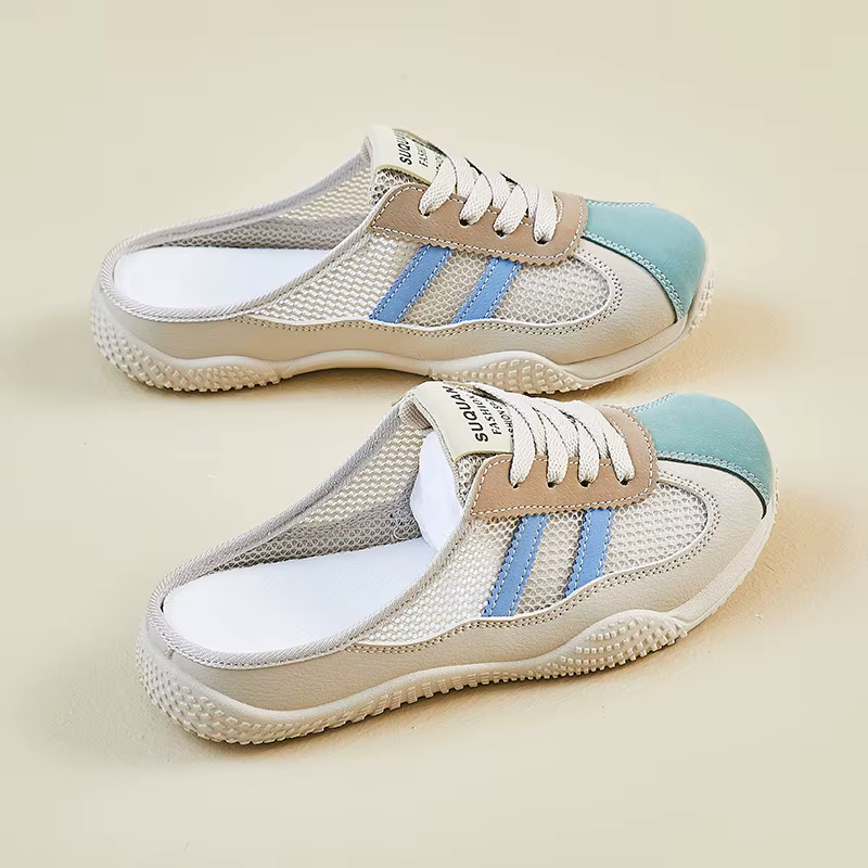Chaussures plates pour femmes maille Patchwork femme à lacets Sneaker sans talon chaussures 2025 été