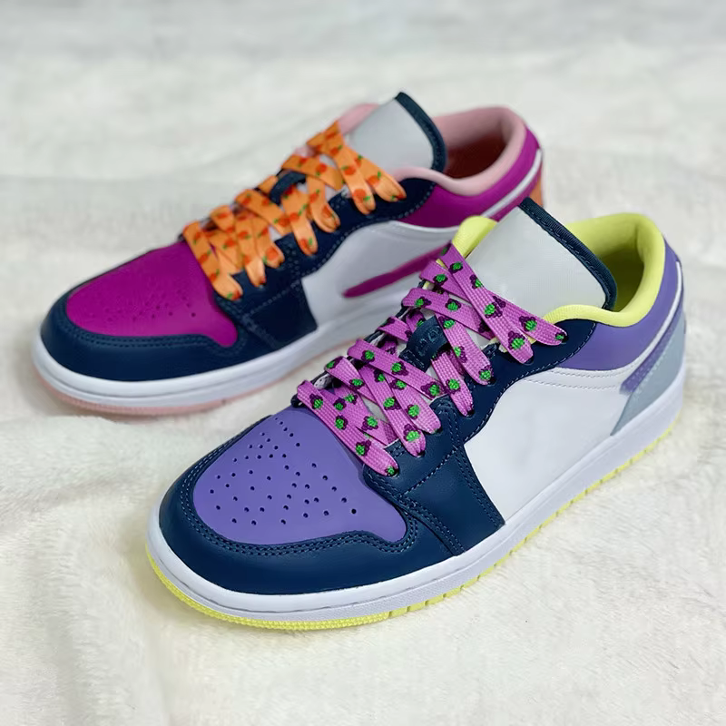 Lacets plats avec impression de Macaron, pour baskets, motif de Fruit imprimé, fraise, raisin, pêche