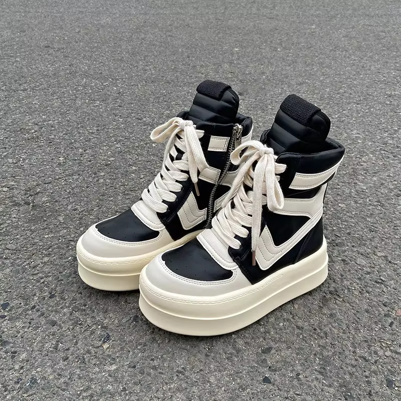 Chaussures à plateforme épaisse pour femme, bottines montantes, baskets décontractées, baskets rétro