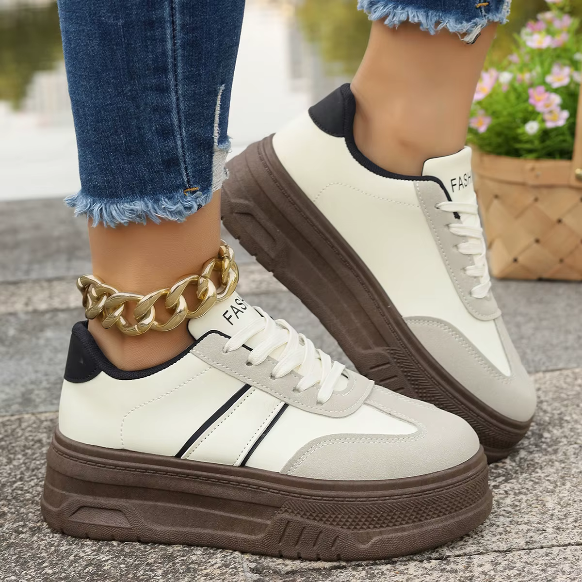 Chaussures de sport décontractées à semelle épaisse style rétro Dequn, chaussures Agan petite taille