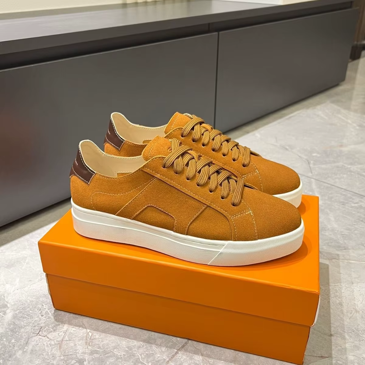 Baskets décontractées de luxe pour hommes, nouveau design, en daim, color block, plateforme épaisse,
