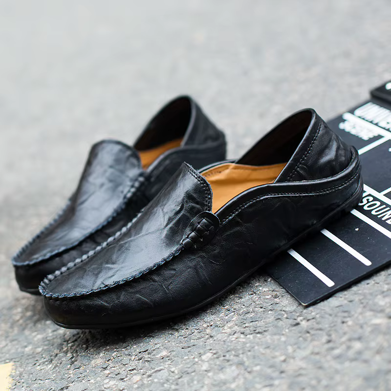 Chaussures décontractées en cuir pour hommes, mocassins de mariage, nouvelles chaussures en daim gra