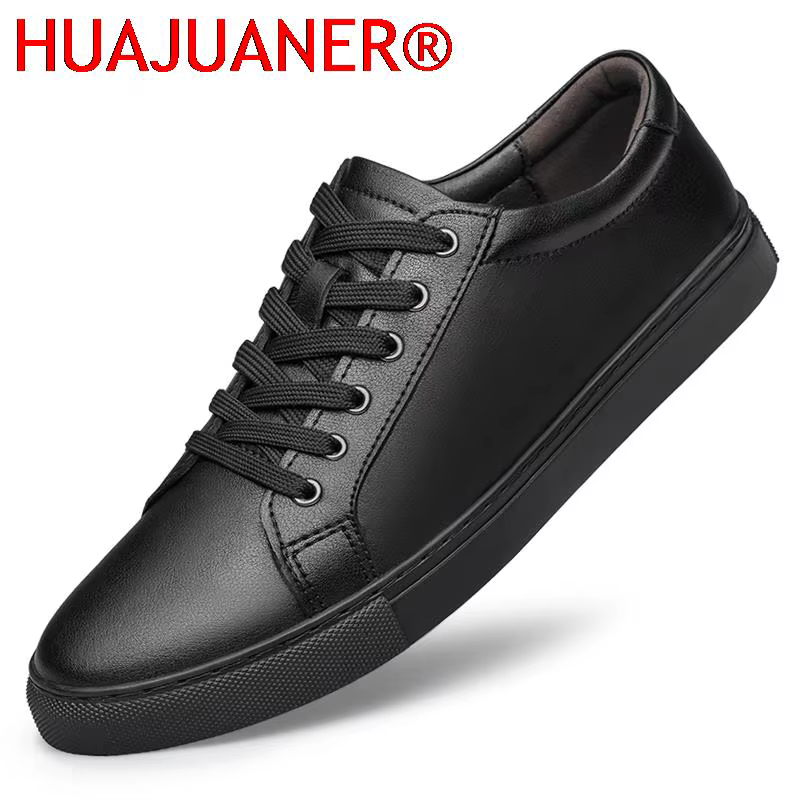 Hommes en cuir véritable chaussures décontractées noir baskets hommes automne chaussures homme mode
