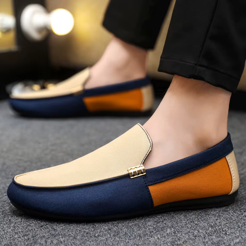 Chaussures décontractées pour hommes, respirantes, à enfiler, pour la conduite, grandes tailles, col
