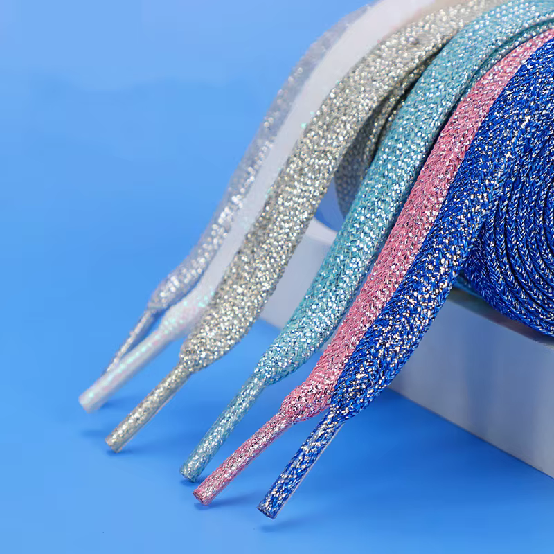 1 paire de lacets de chaussures à paillettes, lacets plats colorés pour chaussures de course athléti