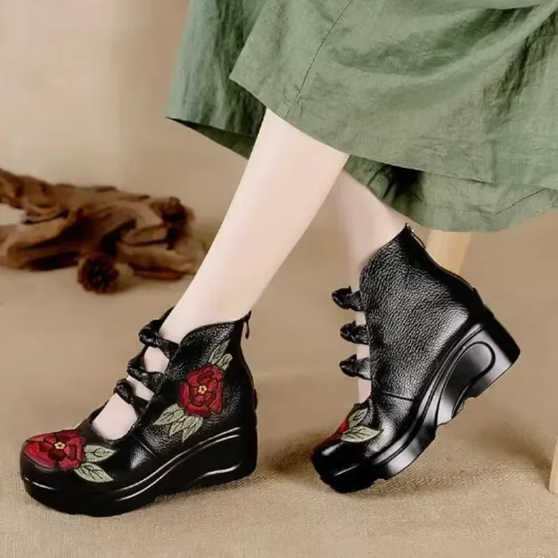 Chaussures simples de luxe en cuir véritable pour femmes, talon incliné d'automne, bout rond, chauss