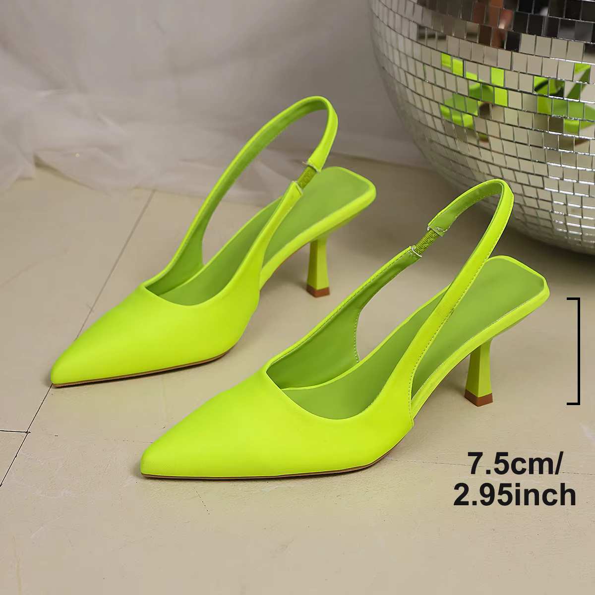 Sandales à talons hauts vert clair pour femmes, chaussures d'été légères à talons fins, Slingback, b