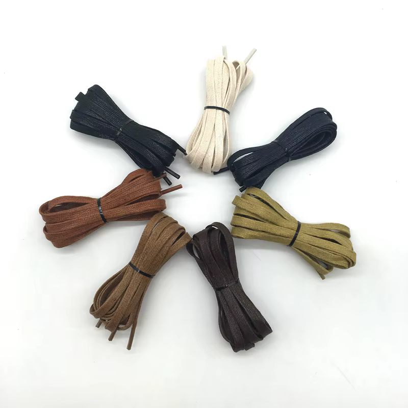 Lacets plats cirés en cuir lacets de chaussures décontractés imperméables bottes unisexe longueur de