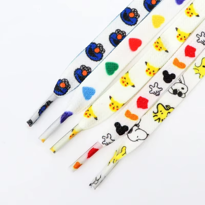 Lacets plats de dessin animé pour enfants et adultes, chaussures de course, baskets, impression graf