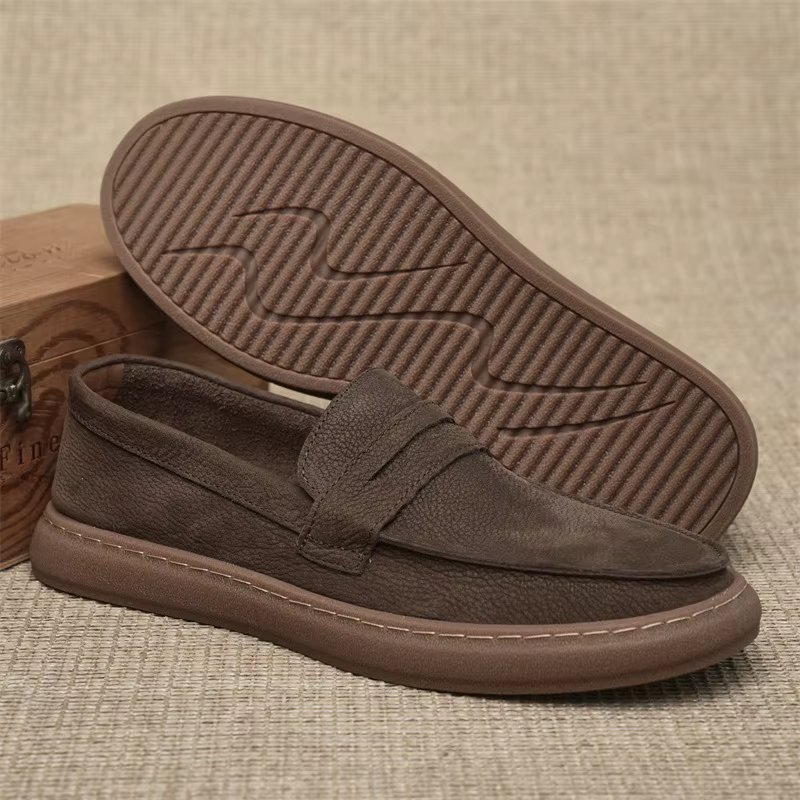 Mocassins d'affaires décontractés en cuir véritable italien pour hommes, chaussures formelles, mocas