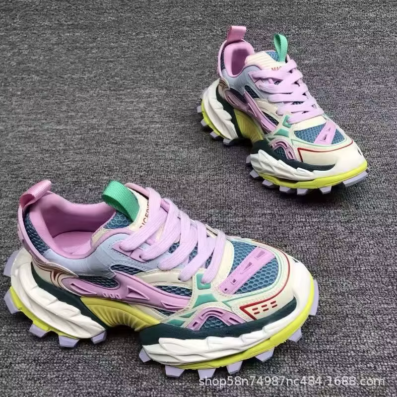 2026 Baskets décontractées pour homme en cuir véritable, style 'Dad Sneakers' rehaussées, à semelle 