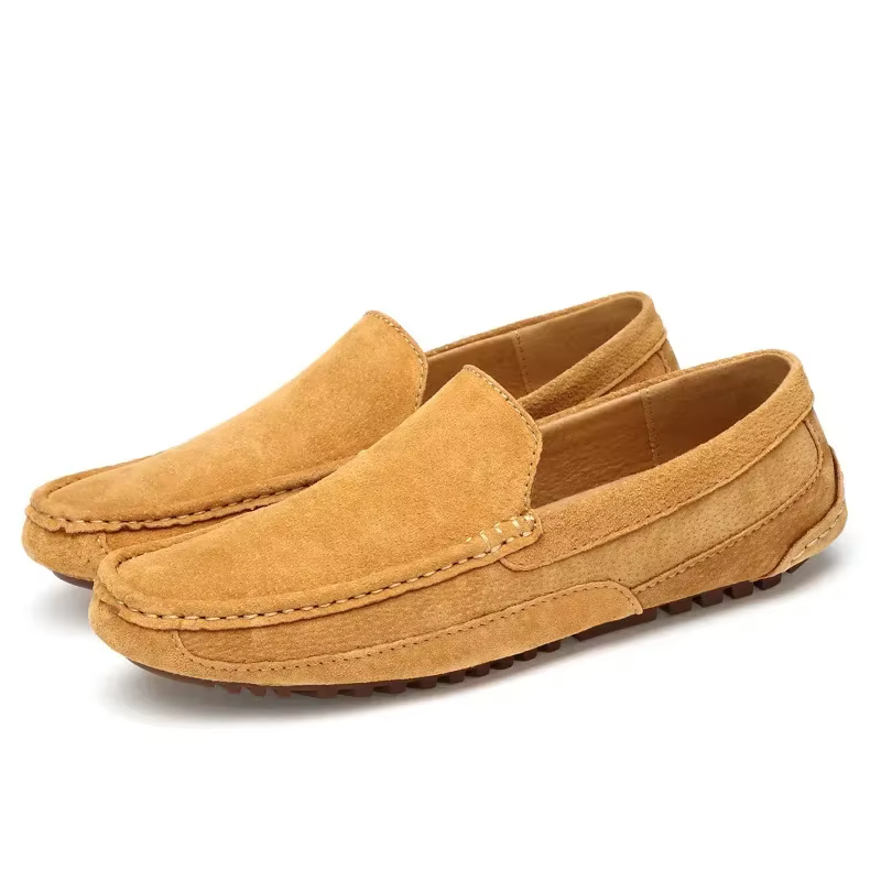 Mocassins en cuir suédé pour hommes, chaussures de luxe décontractées, bateau, faites à la main, cha