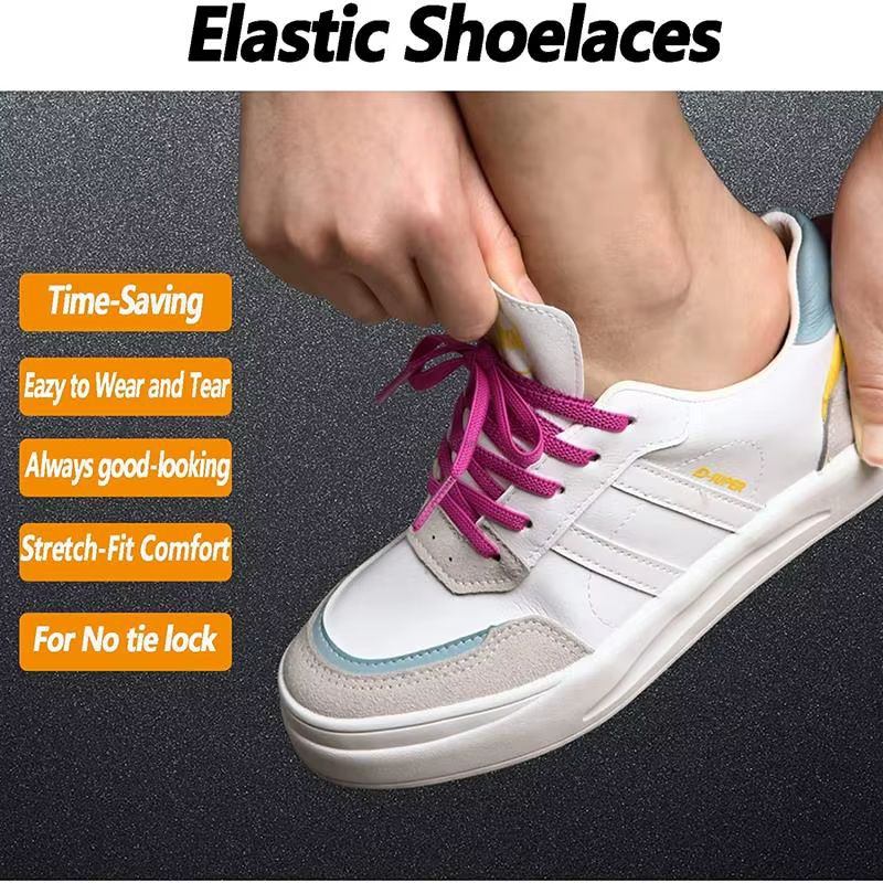 Lacets de baskets classiques plats élastiques lacets de 7 Mm de largeur pour enfants adultes lacets 