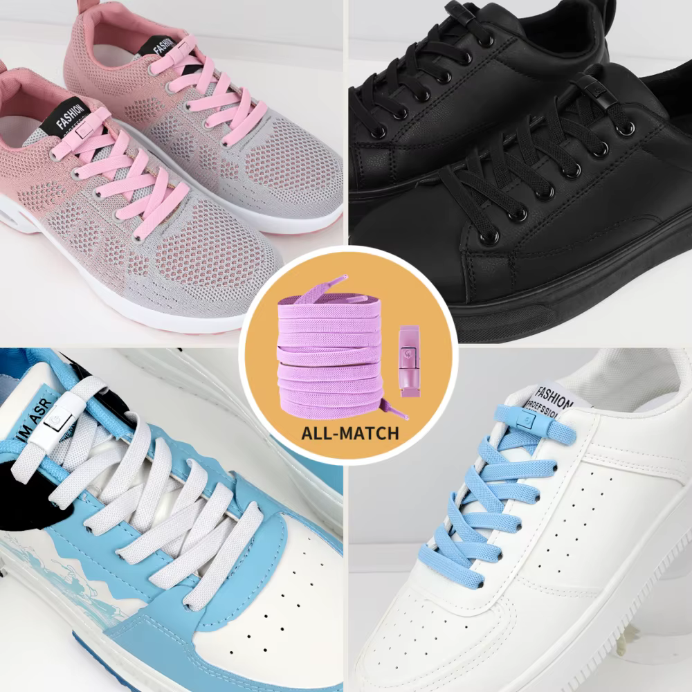 Lacets élastiques plats sans attaches, 8MM de largeur, baskets pour enfants et adultes, sans cravate