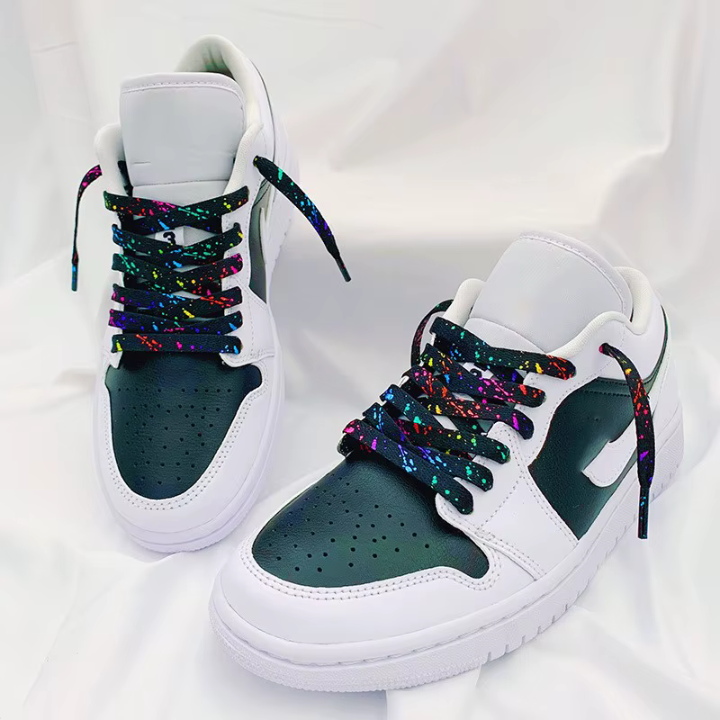 Lacets de lacets à éclaboussures d'encre pour Sneaker Flat Doring Printing Lacets de chaussures de b